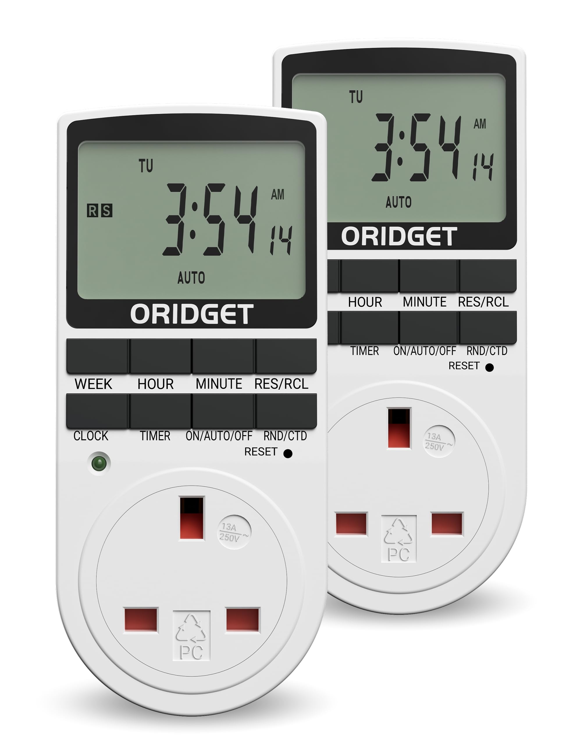 Digital Electrical Timer Plug Socket with 18 On-Off Programs, Countdown and Security Random Mode for Lights and Home Appliances, 24 Hour Weekly Programmable (13A / 2900W) (2 Pack)-image-43