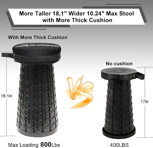 Miniatura 4 de ALEVMOOM Taburete plegable mejorado con cojín grueso, carga máxima de 800 libras, altura ajustable de 18.1 pulgadas de profundidad y 10.24 pulgadas,