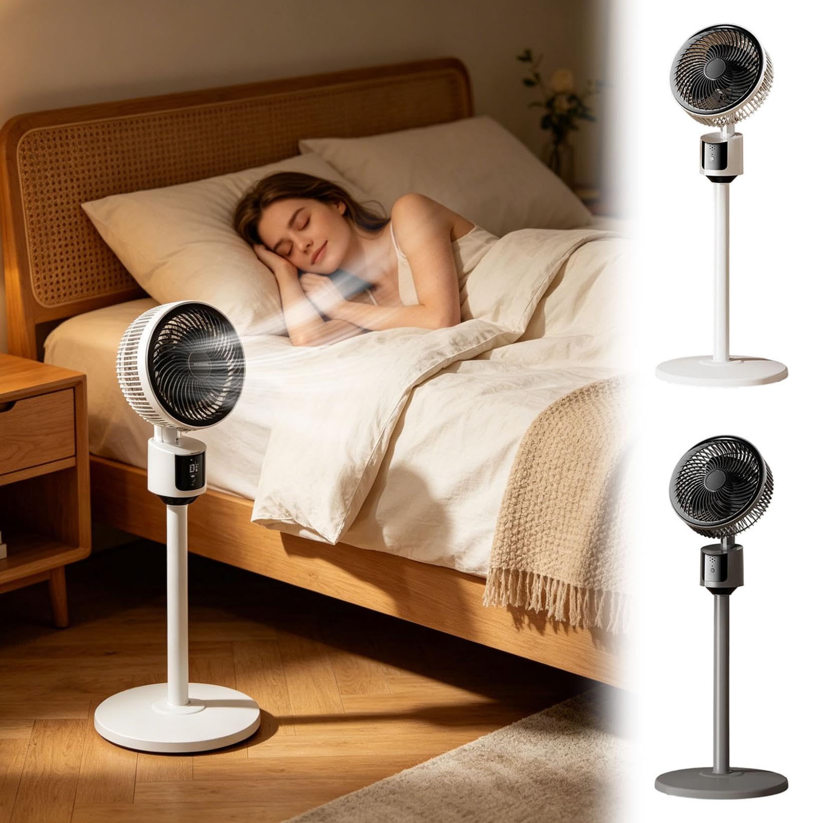 Ventilateur sur Pied Silencieux,Ventilateur USB Puissant 3 Vitesses,Hauteur et Inclinaison Réglables,Stable,Économique et Écologique,Idéal pour Maison,Bureau,Chambre et Extérieur (Gris Foncé)
