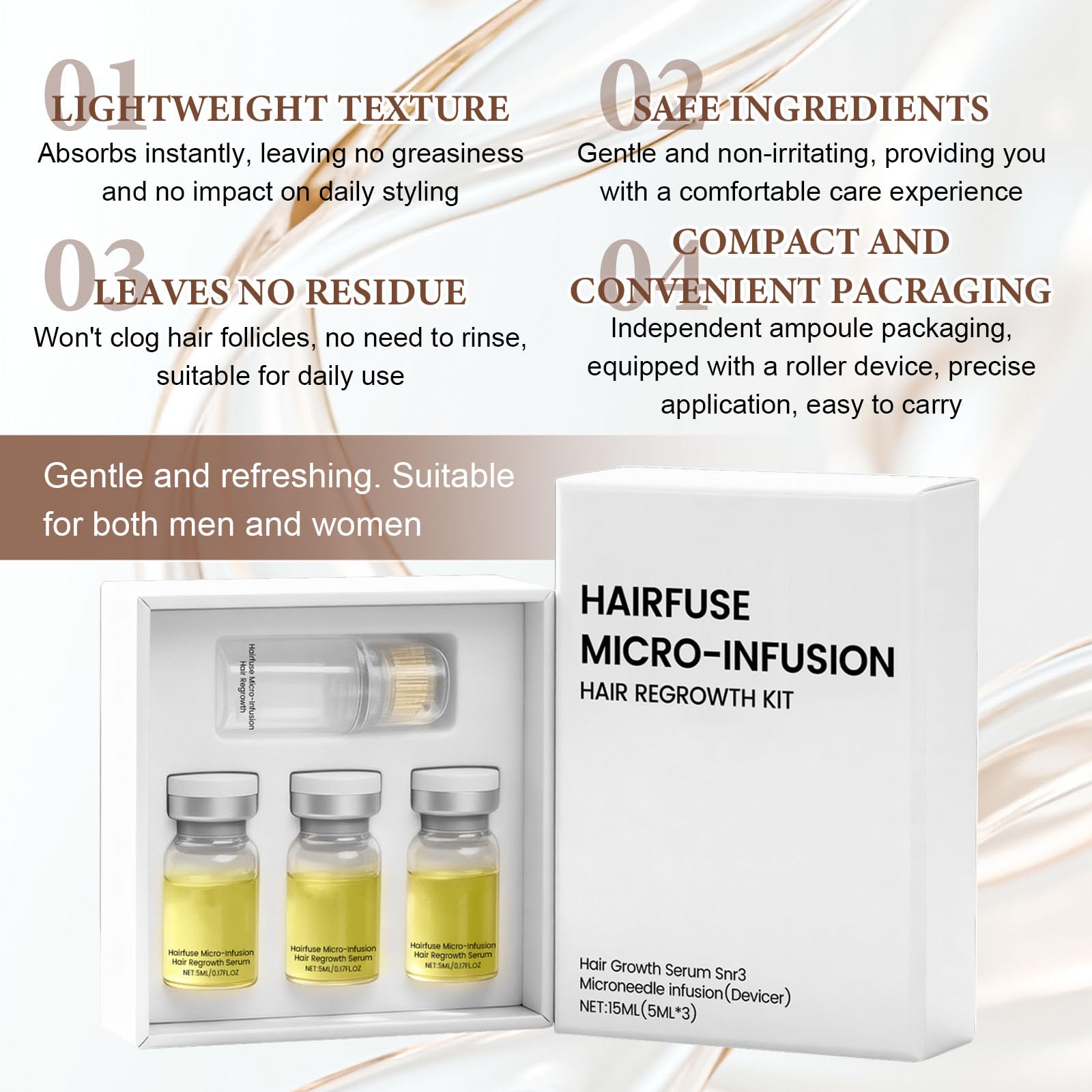 Micro Infusion Cheveux Colagea Micro Infuse Cheveux Homme Repousse Cheveu-x Favorise Pousse Chev-eux Rend Cheveu-x Plus Épais Fortifie Racines（5ml*3）