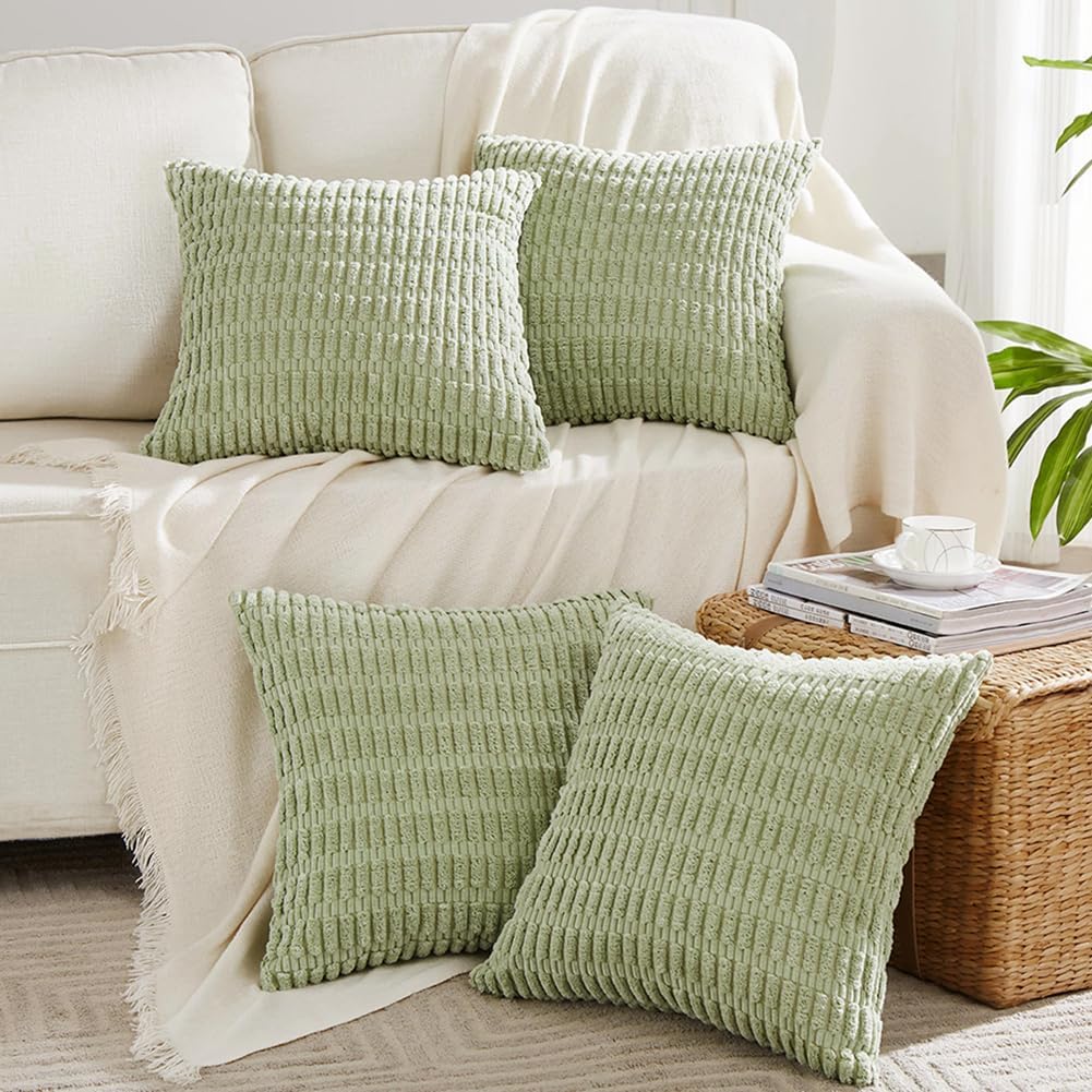 Fancy Homi 4 Packs Sage Green Decorative Throw Pillow