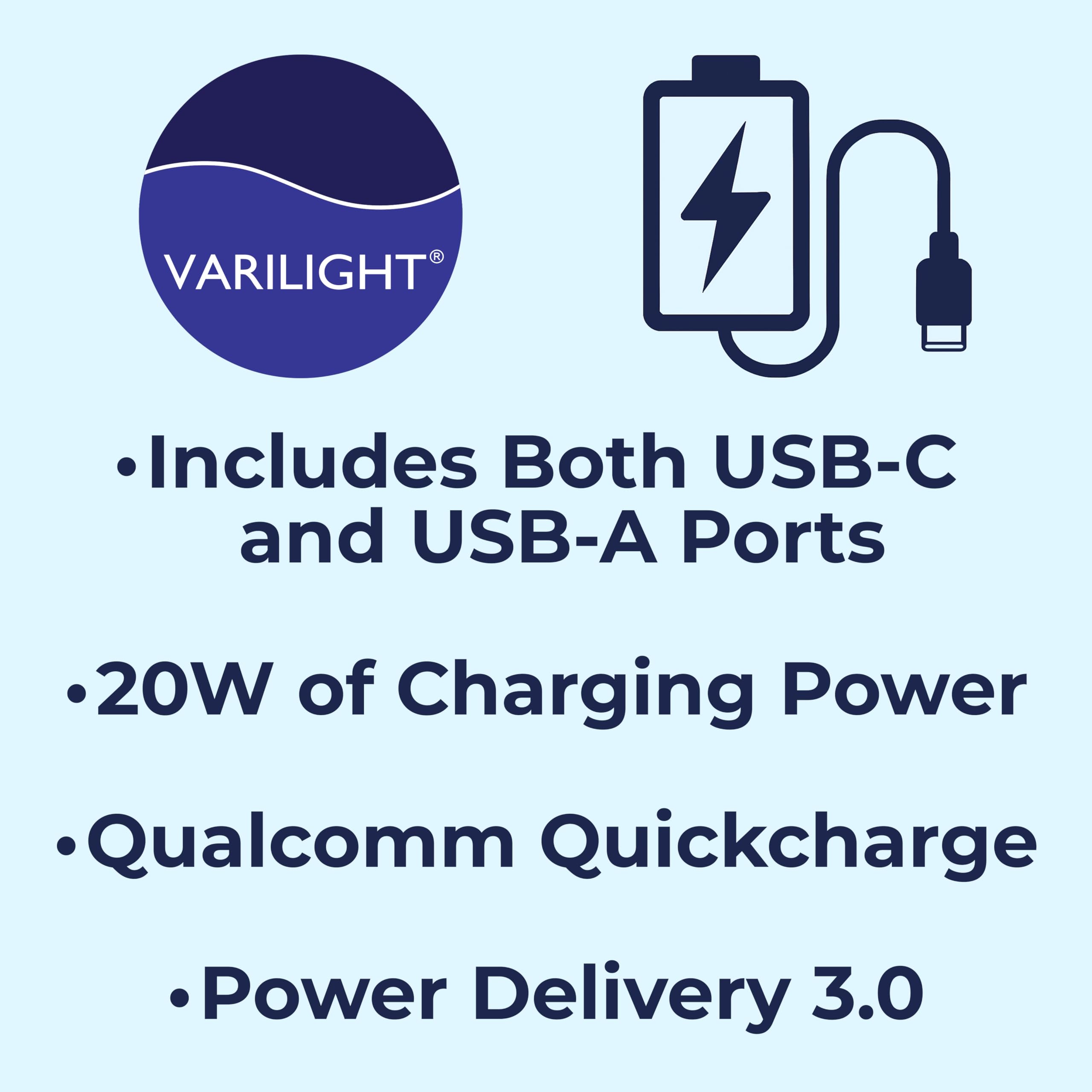 Varilight Double Switched Plug Socket With USB A+C Charging - Classic Brushed Steel With Brushed Steel/Black Insert, XT5UACDB - Image 4