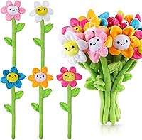 ZJoey 10 Pack Colorful Plush Daisy Flowers with Bendable Stems - 12.5 Inch Stuffed Bouquet for Home Decor, Mother's Day Gifts