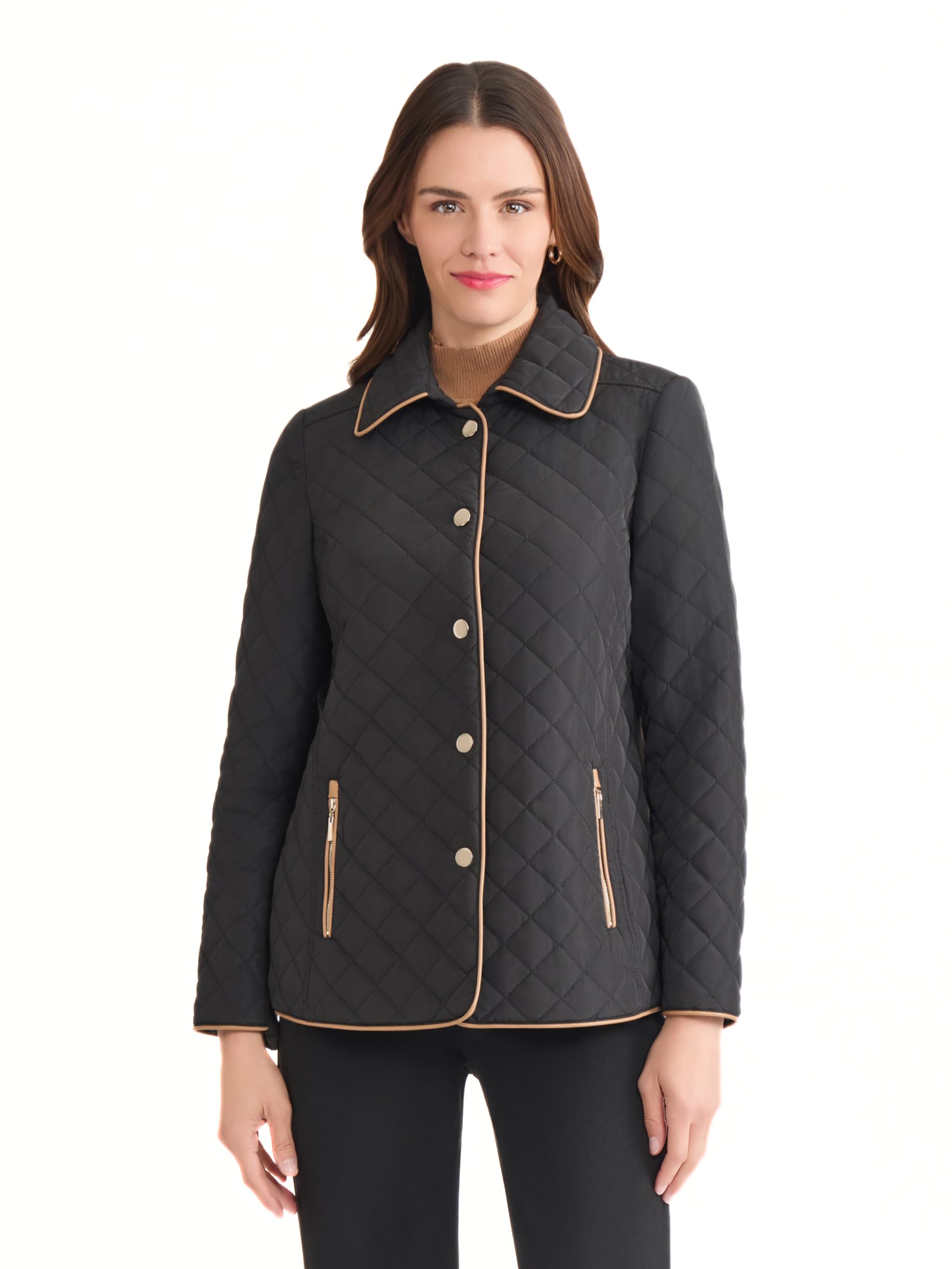 Jones New York womens Quilted Snap-front Jacket