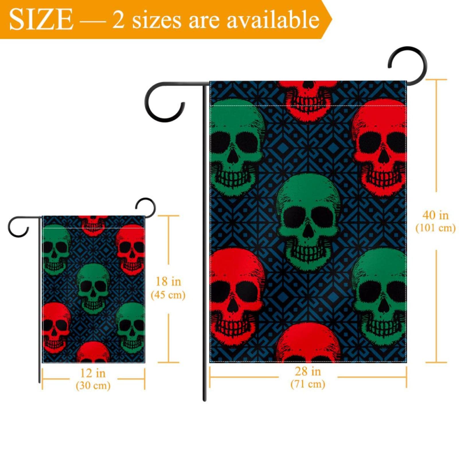 DLZDN Frohe Weihnachten Skelett Gartenflagge – 30,5 X 45,7 Cm, Doppelseitig, Polyester, Lustige Weihnachtsdeko