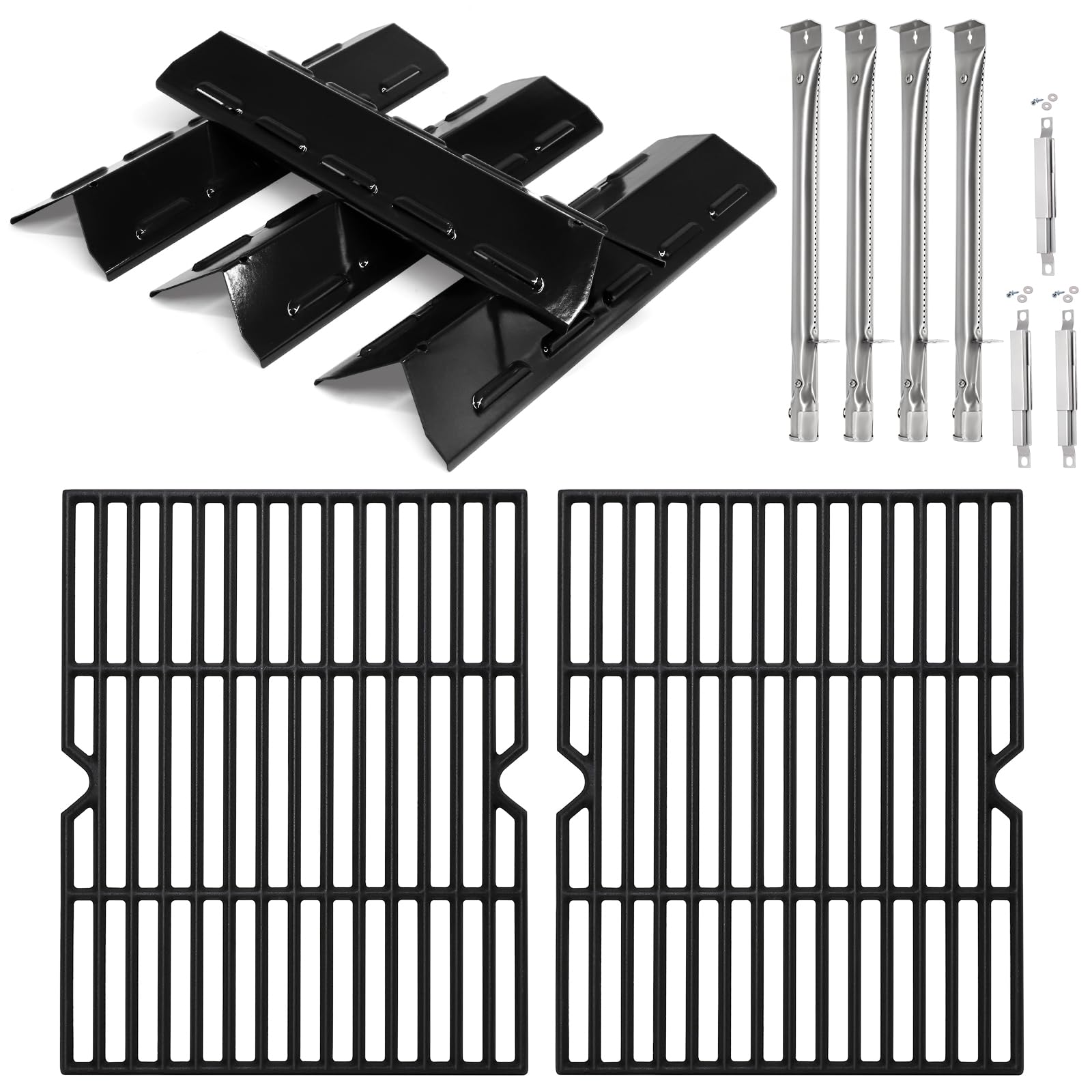 Hiorucet Grill Grate Parts for Kenmore 4 Burner 146.16198211, 146.10016510, 146.16197211, 146.34461410, 146.16198210, Cooking Grid, Heat Plates, Burner Kits for Kenmore BBQ Grill Replacement Parts.