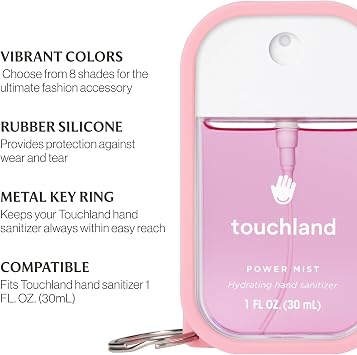 Touchland Silicone Hand Mist Case with Keyring, 1 FL OZ - Bubblegum Pink