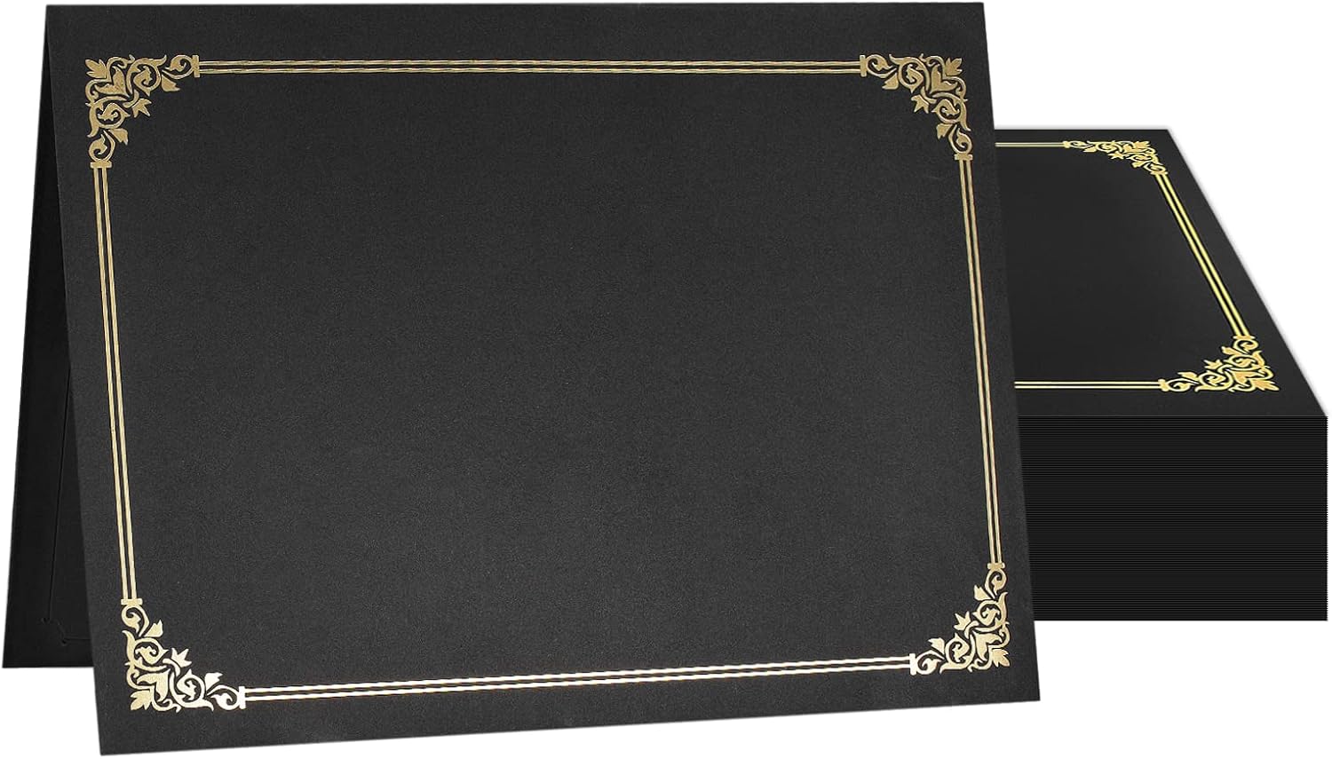 SUNEE 50 Packs Black Certificate Holders with Gold Foil