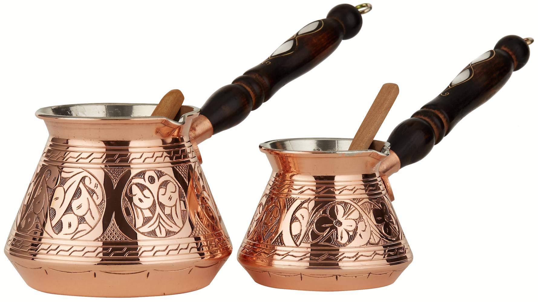 Cafetera Cobre Turco (Cezve/Ibrik) 270 Ml - Hecha A Mano, 1 Mm Grosor, Mango Madera, Para 3 Personas