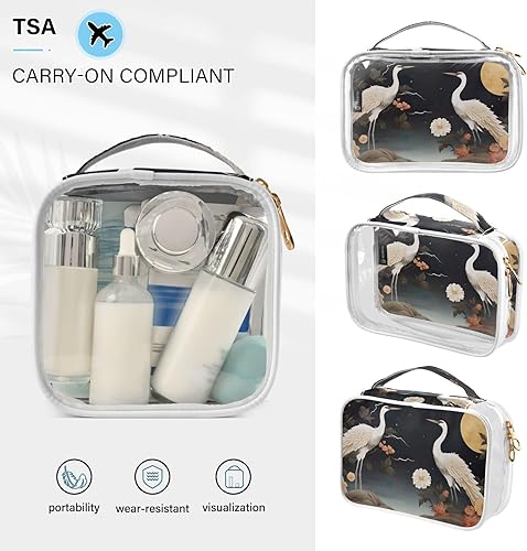 Miniatura 5 de Two Cranes Blossoms and Moon Clear Toiletry Bag for Traveling,2 Pack Makeup Cosmetic Bag with Zipper,Travel Bag for Toiletries,Travel Essentials