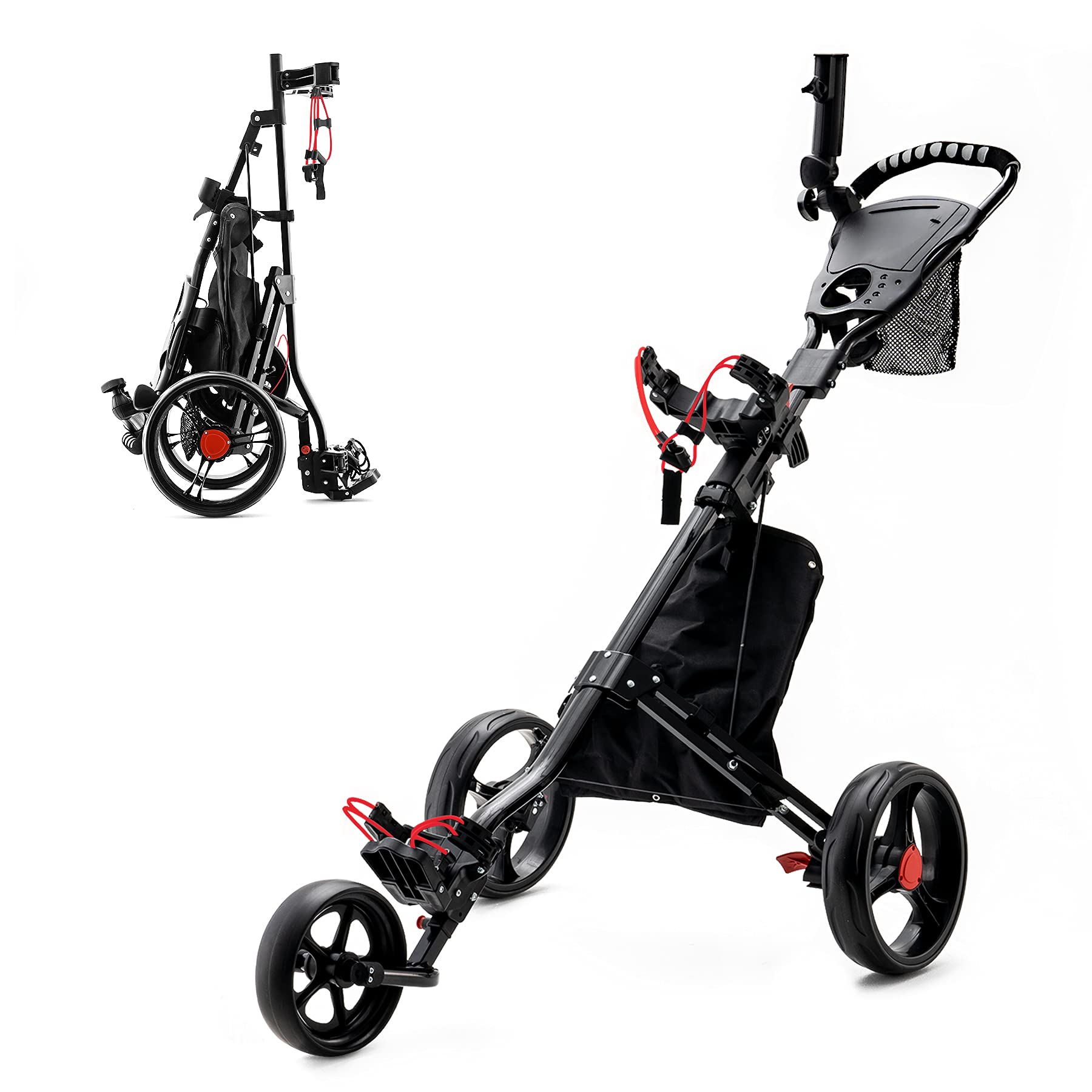 Buy Golf Push Pull Cart, 3 Wheel Foldable Golf Pull Cart with Foot