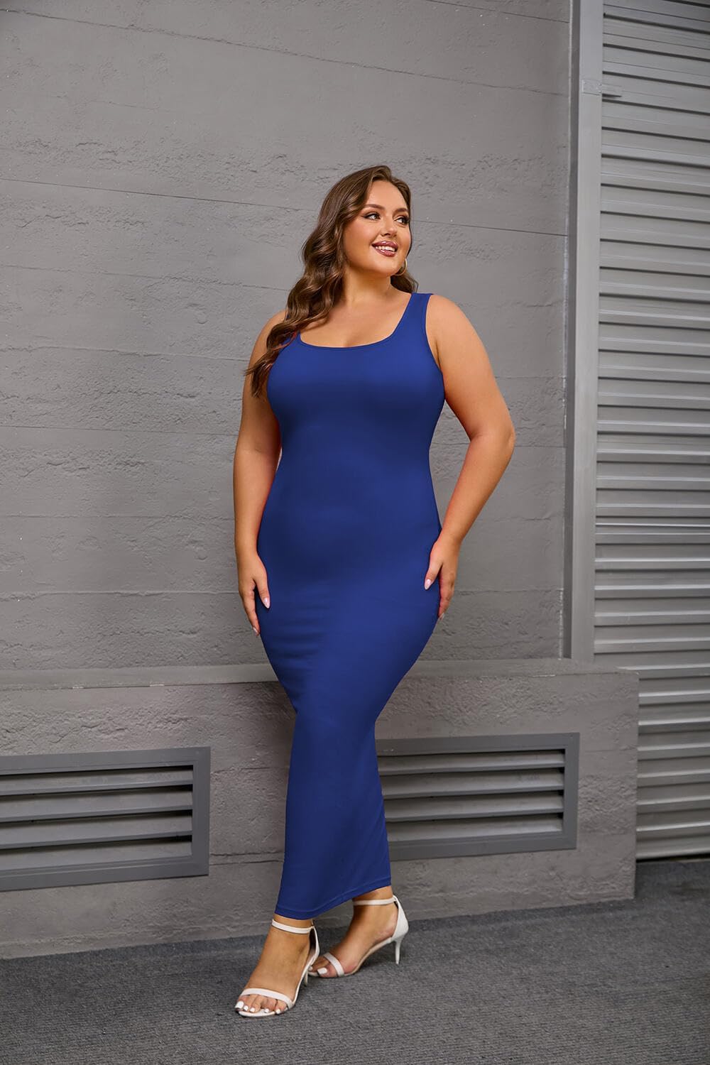 YeGine Women Plus Size Sleeveless Bodycon Maxi Dresses Sexy Slim Tank Dresses - Image 4
