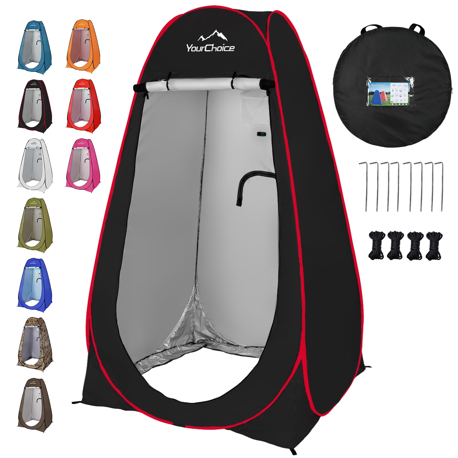 Your Choice Pop Up Privacy Shower Tent - Portable Changing Tent for Camping, Beach & Hiking - 6.2FT Lightweight with Carry Bag, Quick Setup & Full Coverage - Black-image-33