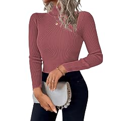 Turtleneck Sweaters for Women Basic Fall Crop Tops Trendy Lightweight Knitted Sweater Casual Solid Color Clothing