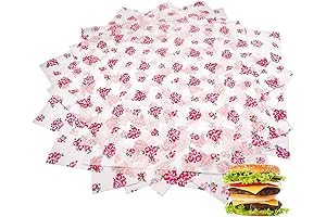 150-pack Greaseproof Floral Wax Parchment Paper Sheets for Air Fryer, Sandwich Wrapping,...