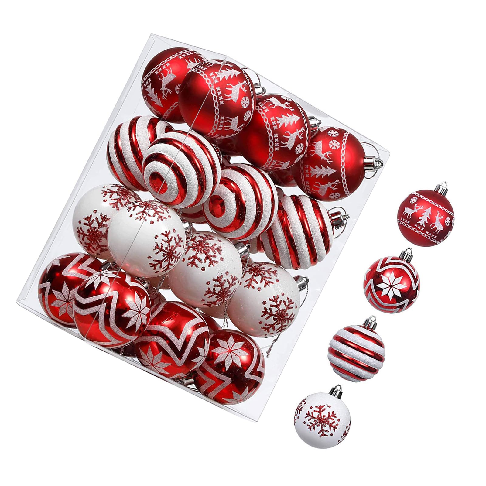 24Pcs Shatterproof Christmas Baubles Ball Hanging Ornament Christmas Tree Decoration for Wreath Mantels Winter Holiday Holiday Decoration Ornament