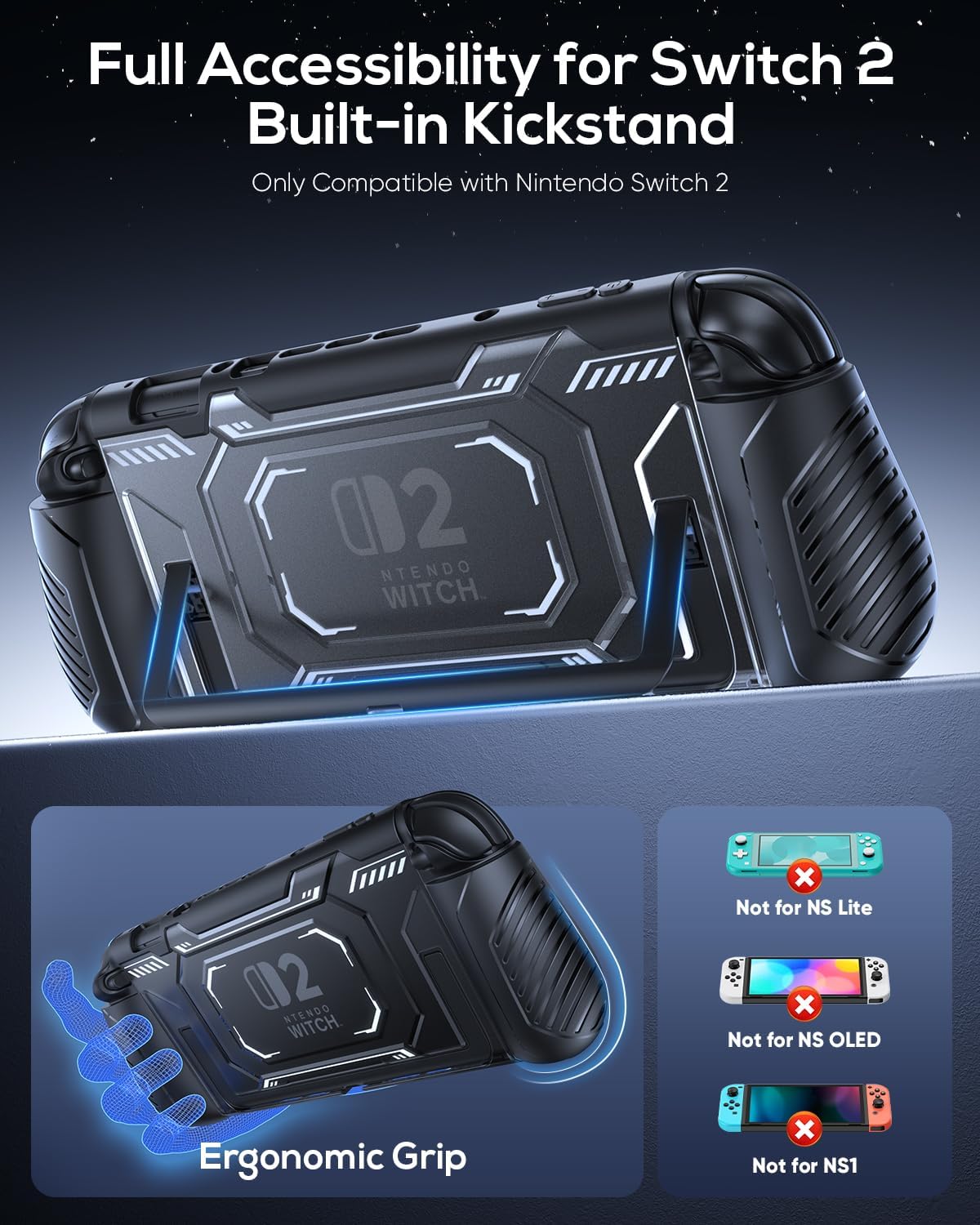 FASTSNAIL Switch 2 Protective Case, Protective Cover with Dockable TPU Middle Frame, Non-Slip Ergonomic Grip for Joycon 2, Comfortable Handheld Shell Case for Switch 2 Accessories for Wii Skins 6 71 mBHpUBGL. AC SL1500