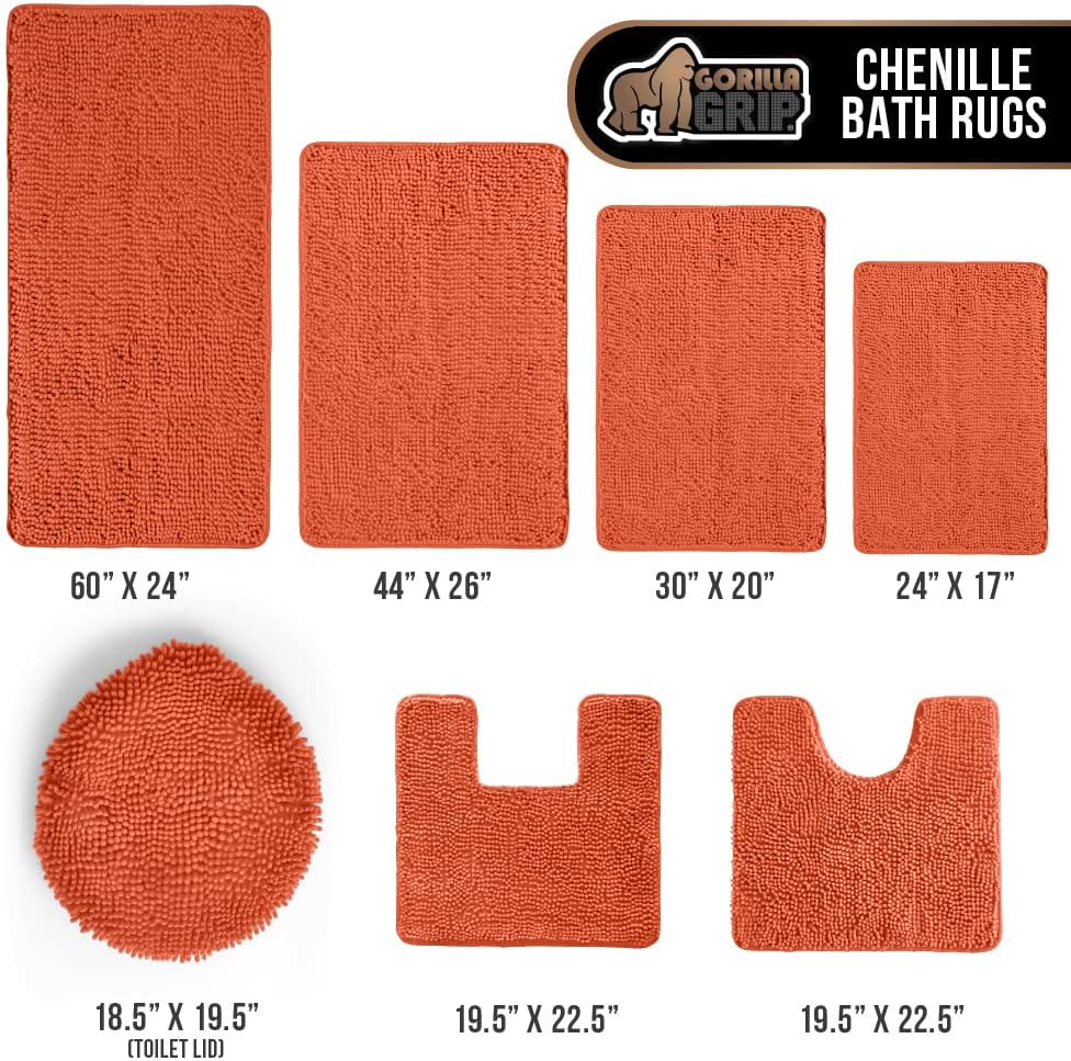 Gorilla Grip Shag Chenille Bathroom Toilet Lid Cover, Machine Wash, Ultra Soft Plush Seat Covers, Large Fabric Covers, 19.5x18.5, Fits Standard Toilet Lids, Bath Room Accessories and Decor, Coral : Home & Kitchen