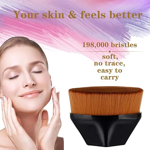 Miniatura 7 de QiBusLeen Kabuki - Brocha de maquillaje para base de maquillaje hexagonal mágico cepillo de cara hexagonal con parte superior plana base en forma de