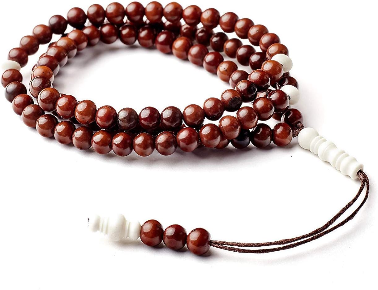 Handcrafted Tasbih Zikr Beads- Moroccan Disk with African Tassels BasmalaBeads- Tesbih- Sibha - Ramadan - Eid (Ebony with Red Africana Tassels, Companion Series (12mm))
