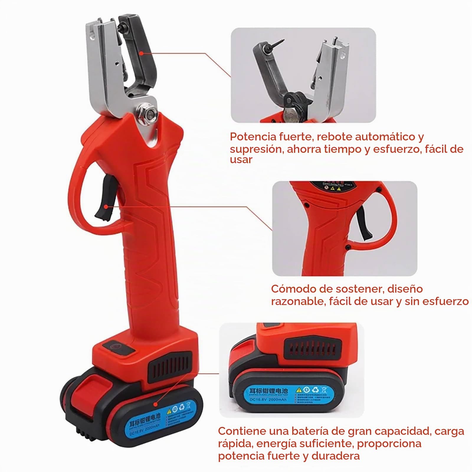 Aplicador eléctrico de Crotales para Ganado - Alicates de Rebote automático con baterías - Ideal para Cerdos, Vacas, ovejas y Conejos - Fácil conteo y etiquetado