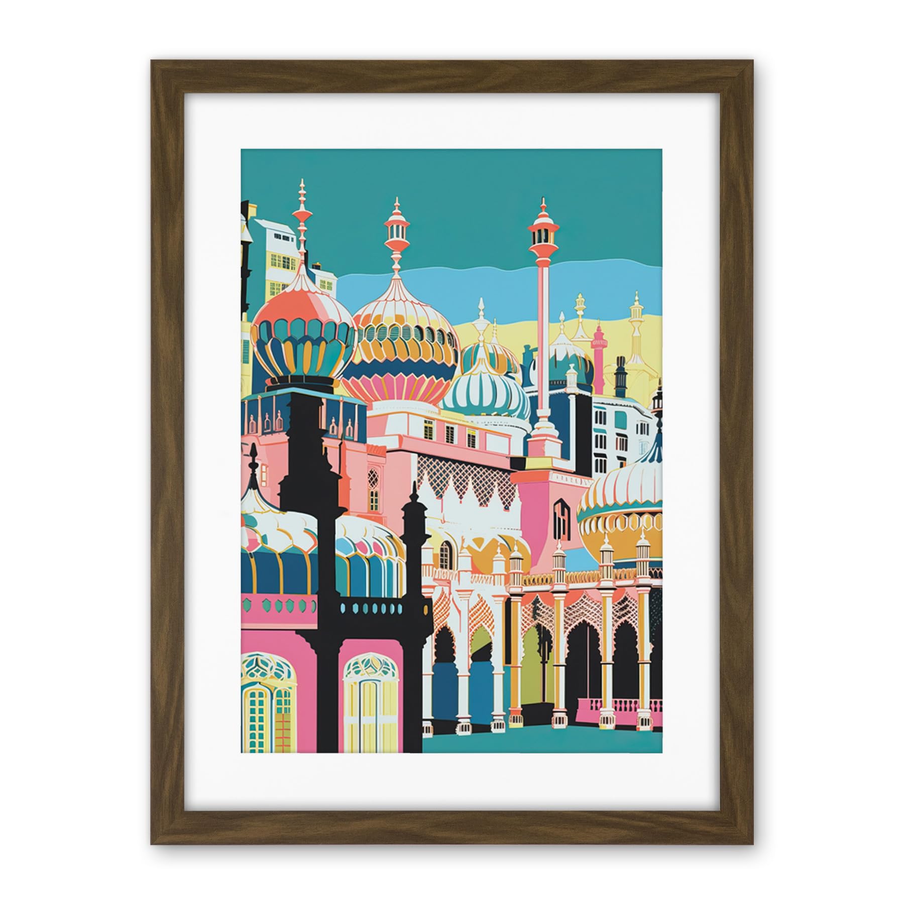 Artery8 Brighton Royal Pavilion Multicoloured Architecture Artwork Framed Wall Art Print 18X24 Inch