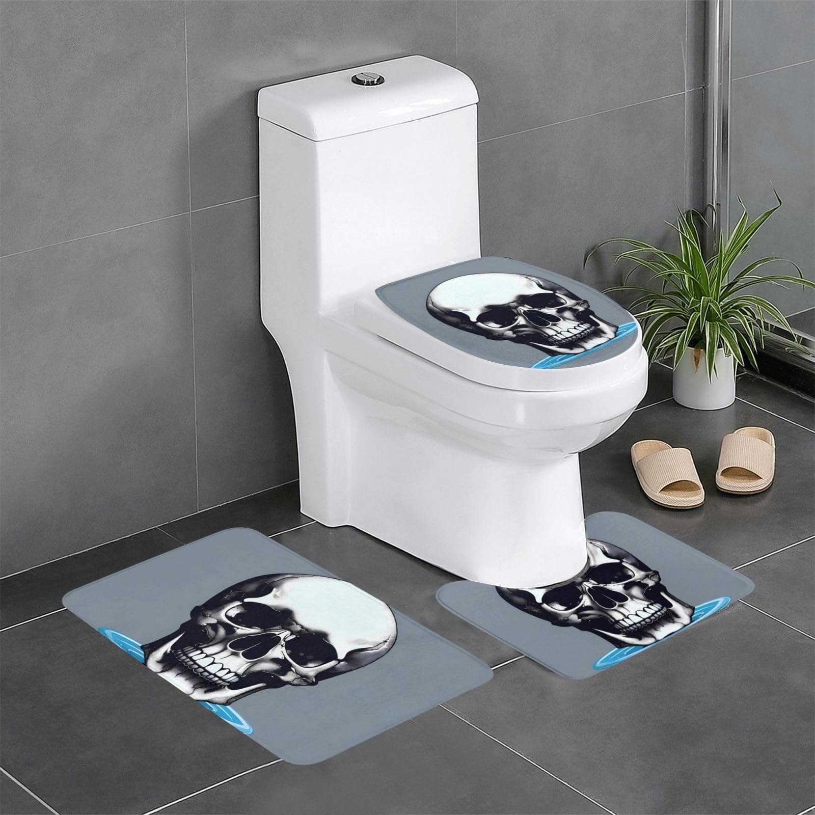 Tapis de salle de bain design tête de mort pour sublimer votre baignoire