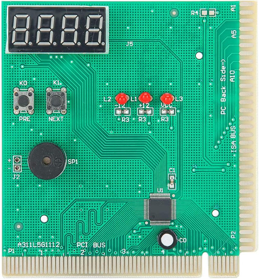 Heayzoki 4 Digit PCI & ISA PC Motherboard Diagnostic Analyzer, Post Tester Card, Suitable for ISA & PCI Bus