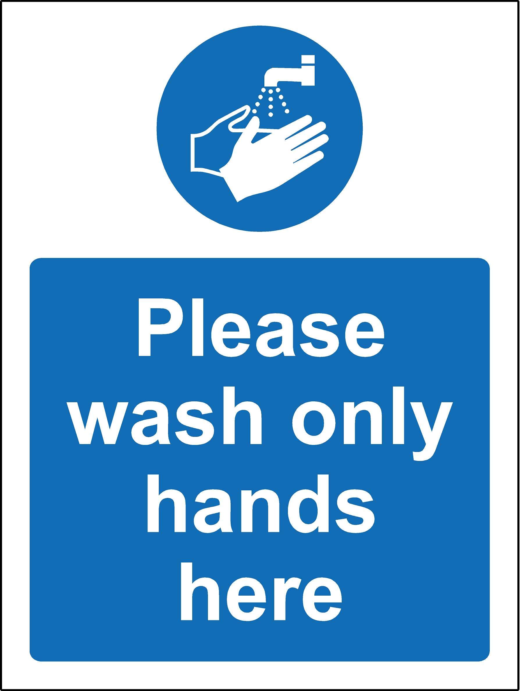 Kpcm Display Ltd Please Wash Only Hands Here Kitchen Catering Safety Sign - 1.2Mm Rigid Plastic 150Mm X 100Mm