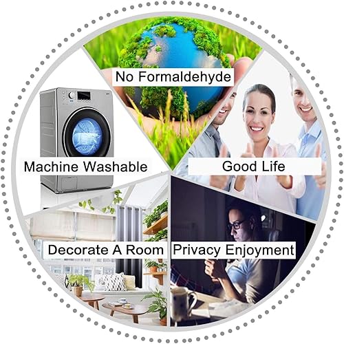 Miniatura 8 de SimpleHome Cortinas para bloqueo de luz con aislamiento térmico y ojales, para oscurecer la habitación, 2 paneles, 52 x 84 pulgadas de largo,