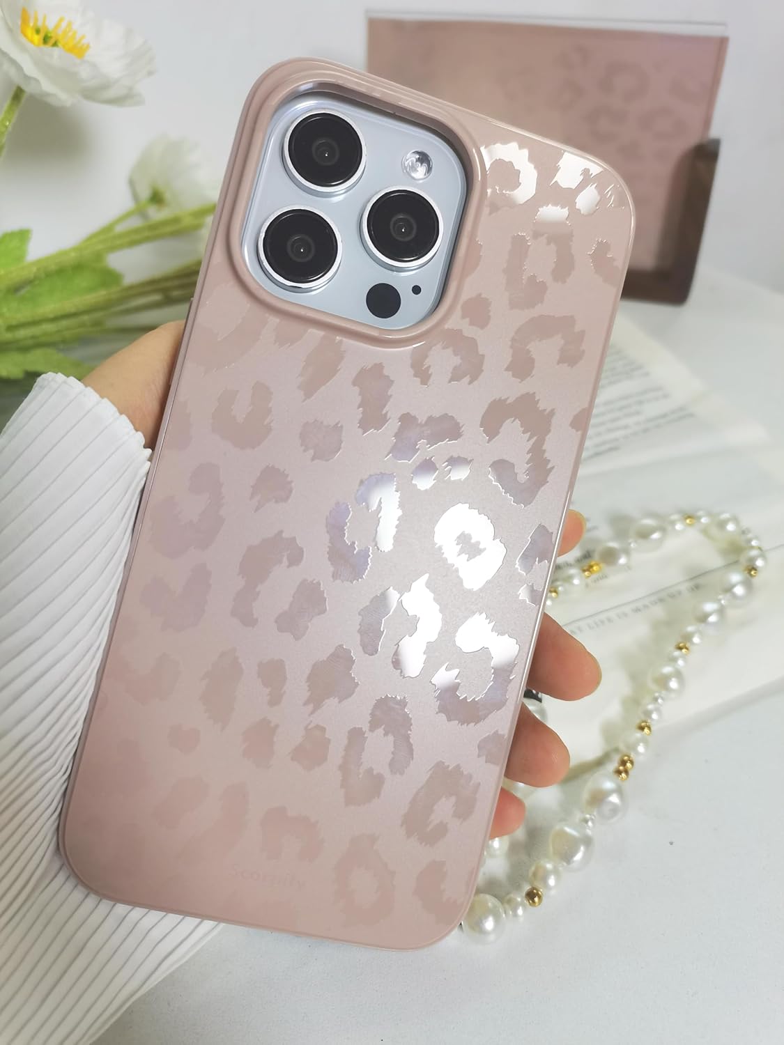 SCORPIFY for iPhone 16 Pro Max Case [Compatible with MagSafe] with Matte Nude Leopard Cheetah Print Design, Cute Magnetic Phone Cover for Women Girls, Beige Neutral Aesthetic, Cream Slim Bumper