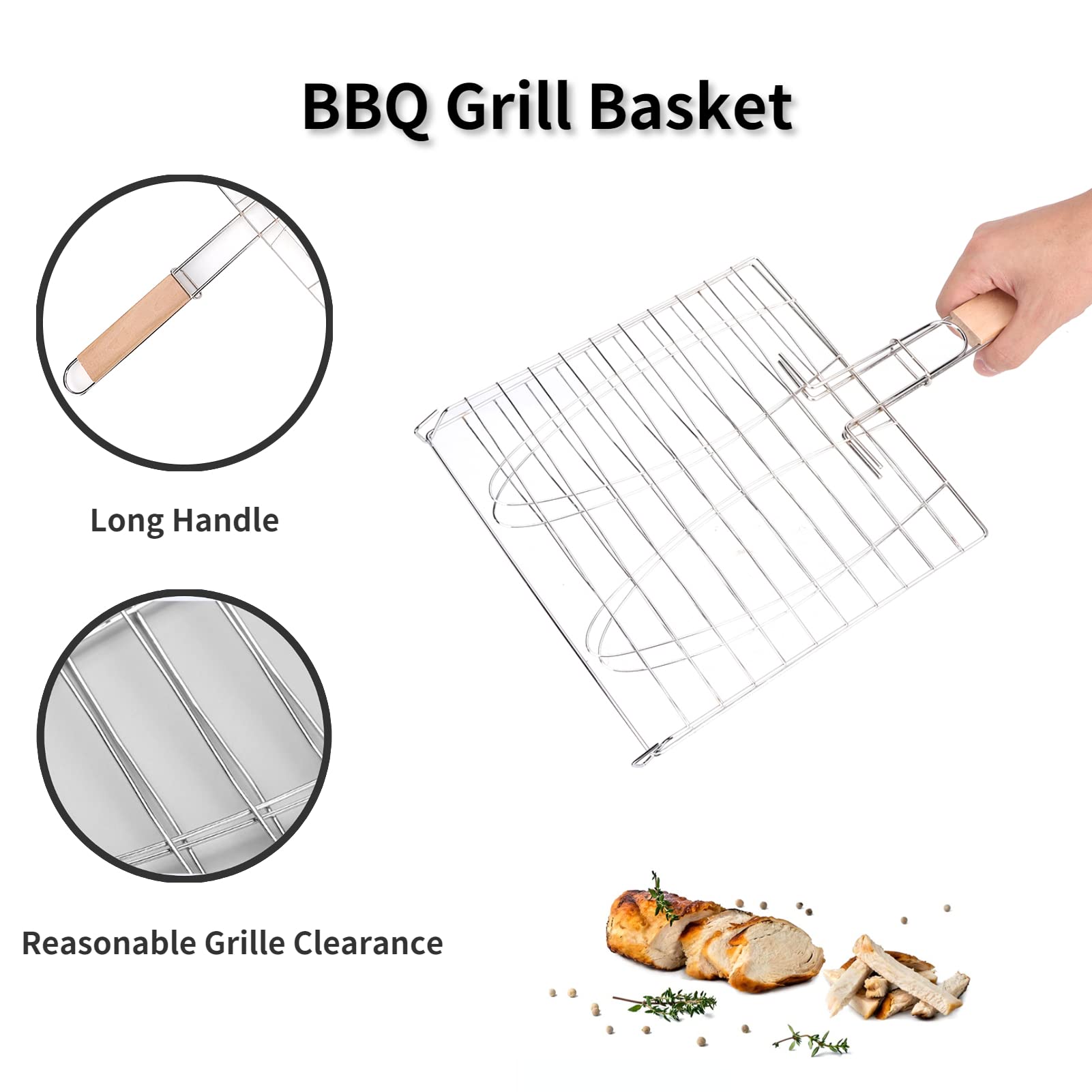 Svidza Grillkorb Antihaft - 304 Edelstahl Grillkorb Für Fisch, Gemüse & Steaks