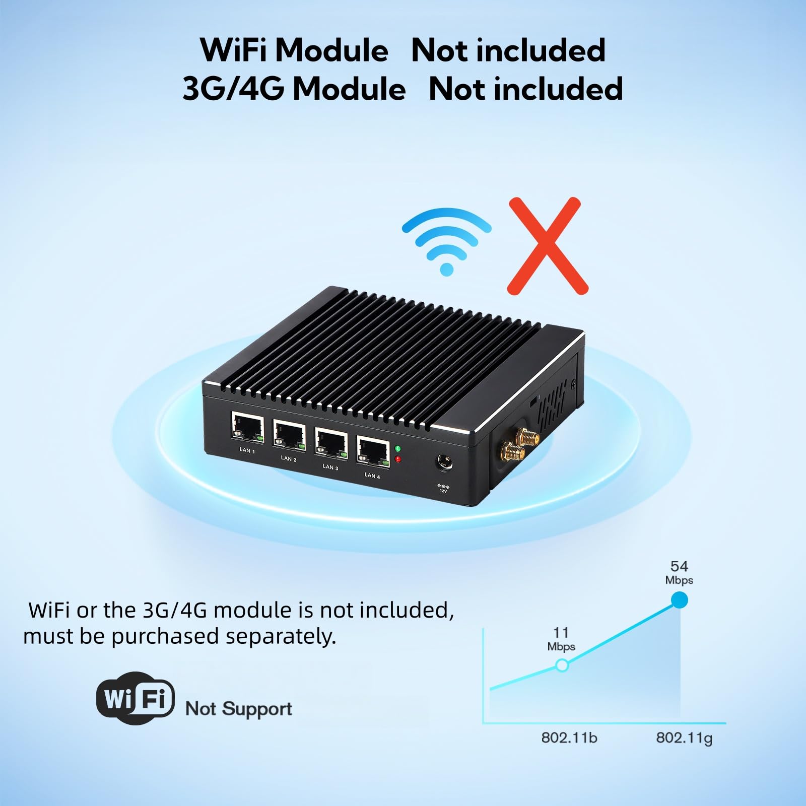 Firewall Dispositivo micro firewall Intel J3710 Quad Core senza ventola Mini PC con 4 porte, scheda di rete Intel 2,5 GbE i226 Gigabit AES-NI, USB 3.0/HDMI/VGA, 8 GB DDR3, 128 GB SSD