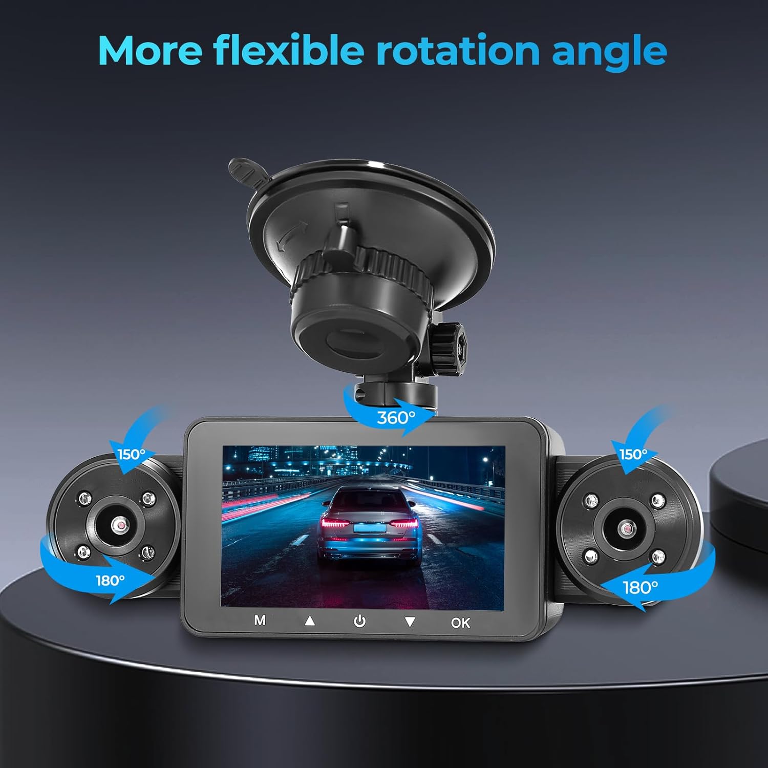 4 Channel Dash Cam 360° View, Include Front & Rear Left Right Camera Support 4 Way Recording, 32GB Card, 3” IPS Screen/Night Vision/WDR/24H Parking/G-Sensor（2G/4G/8G / 3 Split Screen (4 Channel)