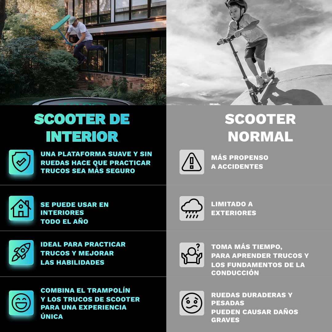 The Indo Trick Scooter - Patinete de Acrobacias para Adolescentes, niños y Adultos - Trucos de Scooter Profesional - Patinete para Interiores y Exteriores
