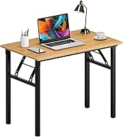 Vista 1 de Need AC5BB - Escritorio plegable para computadora y oficina en casa, moderno, no requiere montaje, color teca y marco negro, 3938in largo (10060)