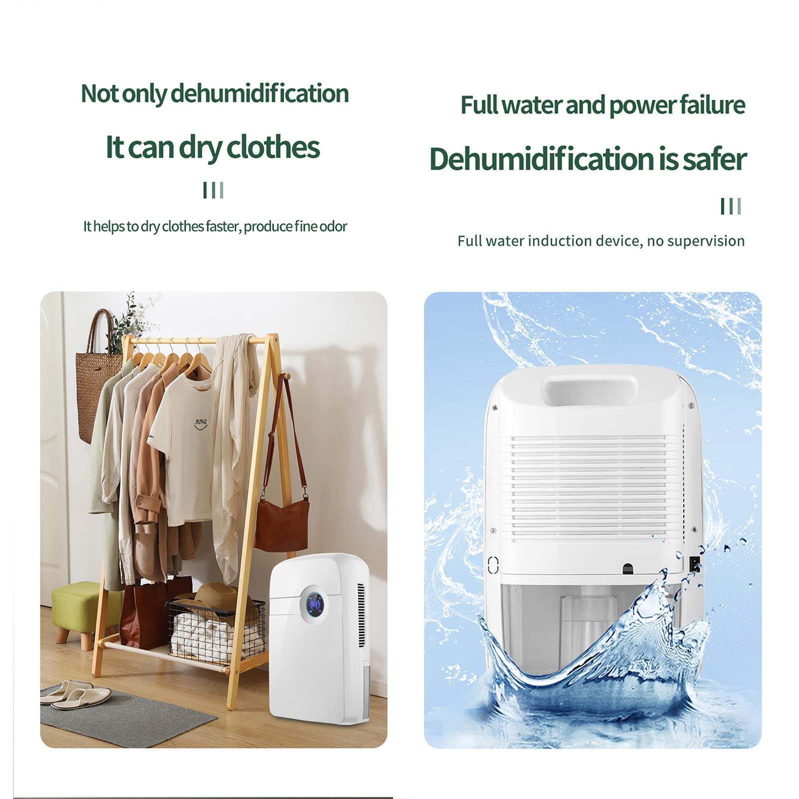 Deumidificatore elettrico 2500 ml, deumidificatore silenzioso con deumidificatore, sbrinamento, controllo del tempo e funzione sleep, deumidificatore con touch screen e telecomando, per cucine, bagni,