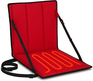 Arden Heated Stadium Seat, Foldable, Lightweight with Carrying Strap, Foam Cushion for Comfort, Adjustable, Back Support, Multi-Functional Use As Stadium Seat or Seat Pad, Red Dyed Solid