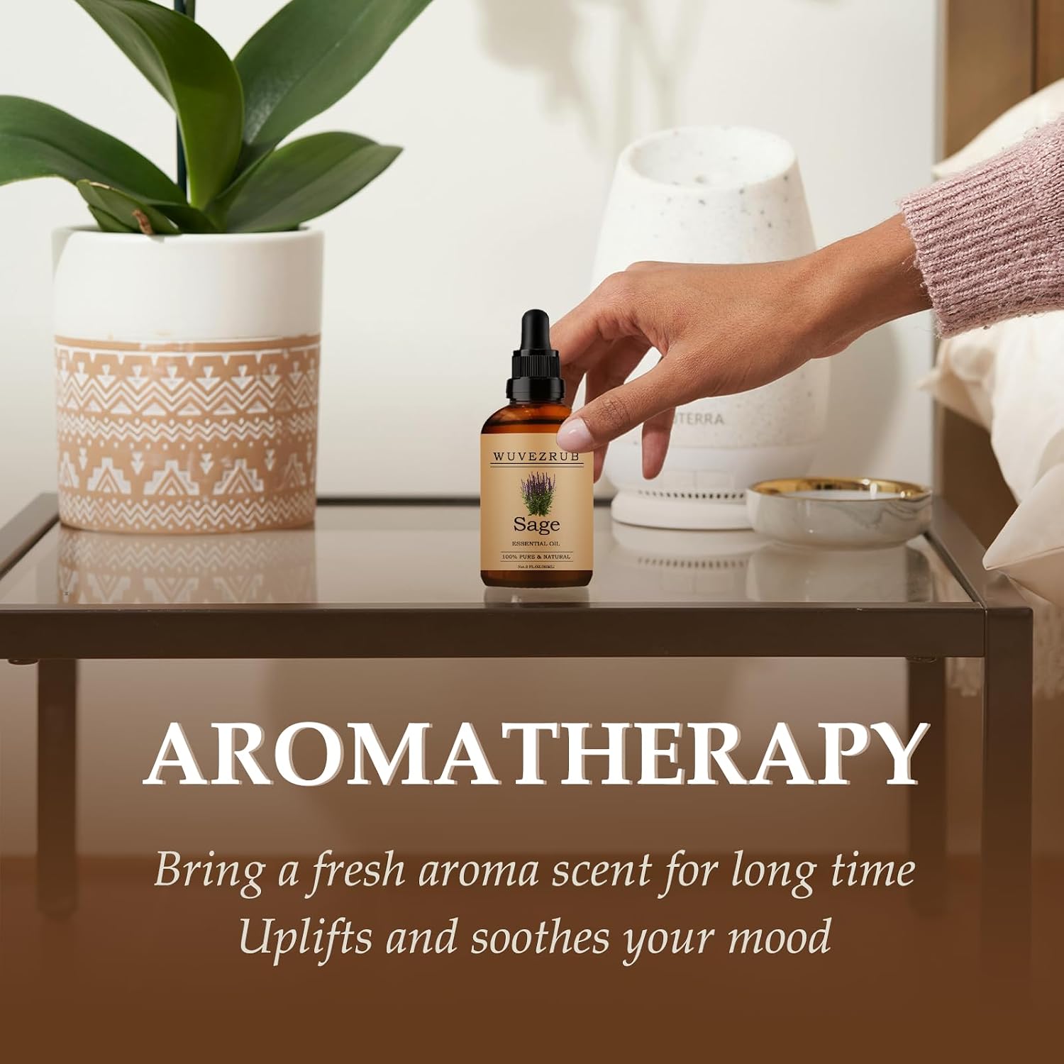 Sage Essential Oils 60ML, Pure Sage Essential Oil for Aromatherapy Diffuser - 2 Fl Oz
