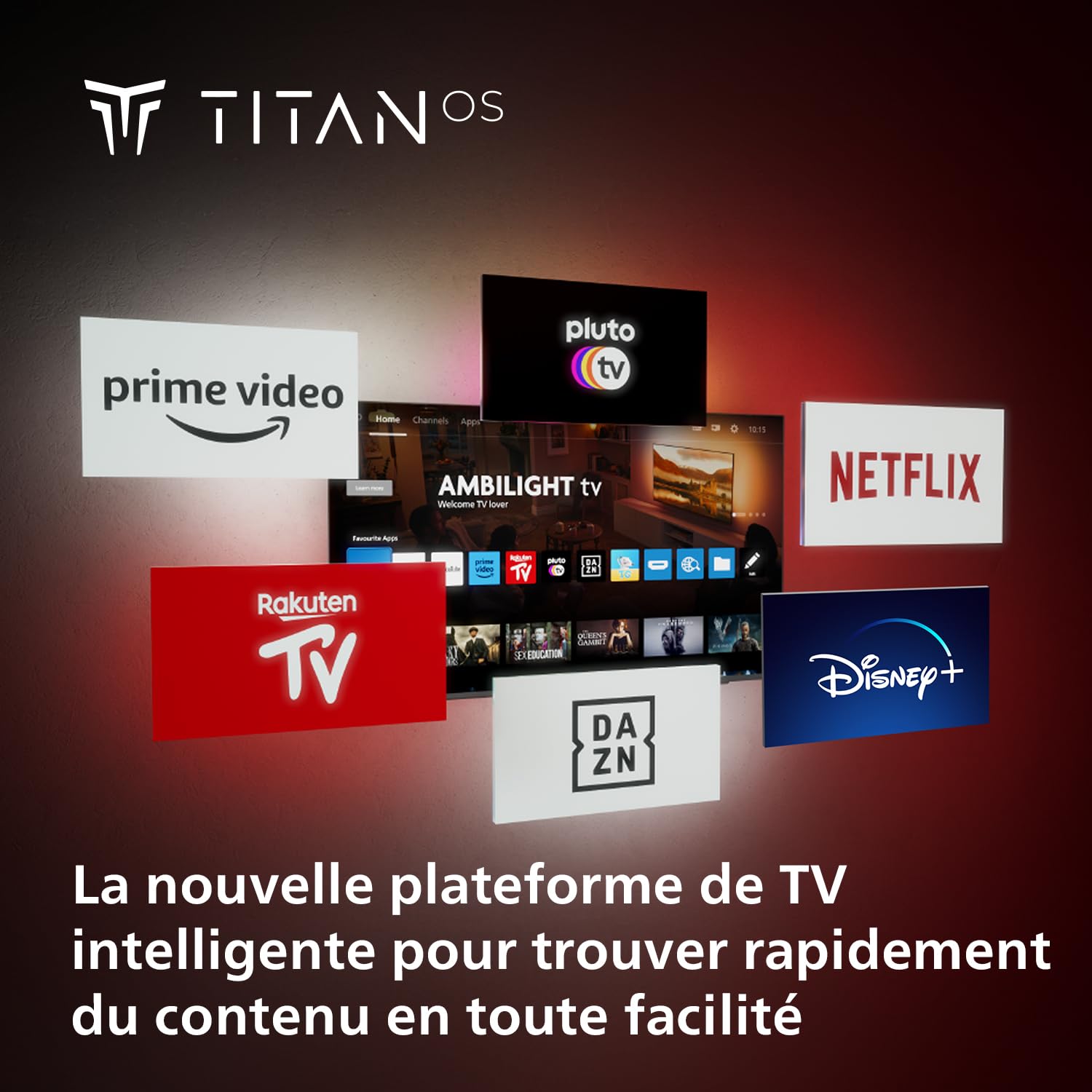 Philips Ambilight 55PUS8909 Smart TV LED 4K - Écran 55 Pouces avec Plate-Forme Pixel Precise Ultra HD Titan OS et Son Dolby Atmos, Fonctionne avec l’Assistant Vocal Alexa et Google - Gris Anthracite