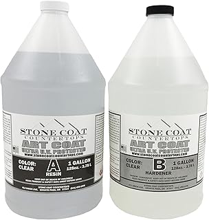 Stone Coat Countertops Art Coat (2 Gal) Resin - Epoxy Formula with Zero VOCs, Extended Working Time, and U.V Resistance for Alcohol Inks, Acrylics, Metallics, and More!