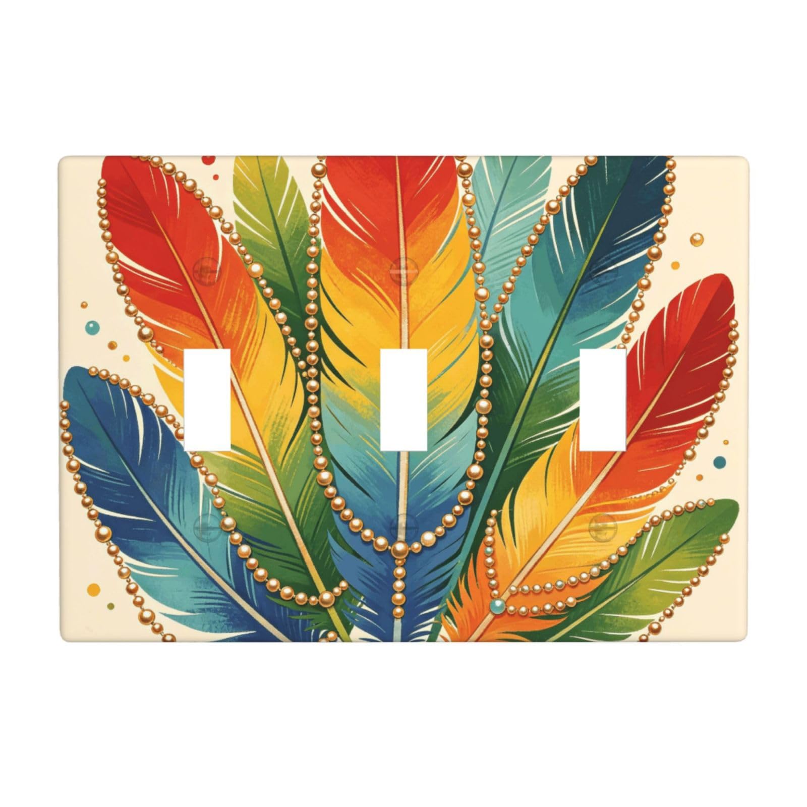 Color Feather Layer 3 Gang Switch Plate Cover-Unbreakable Polycarbonate Wall Plate, Heat Resistant Toggle Switch Decor for Home