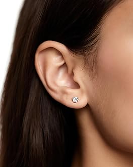 Moissanite Stud Earrings for Women, 925 Sterling Silver Earrings, 18K White Gold Plating earrings for Men (0.6-4ct)