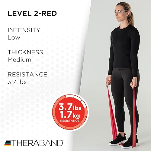 Miniatura 3 de TheraBand, bandas de resistencia profesionales, sin látex, para ejercitación del cuerpo superior e inferior, fisioterapia, pilates para la parte