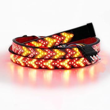 Fishbone Tailgate Light Bar 60 Inch 528 LED Light Strip Brake Running Sequential Turn Signal Strip Strobe with 4-Pin Flat Connector for Truck Pickup Trailer SUV RV Van Jeep Car