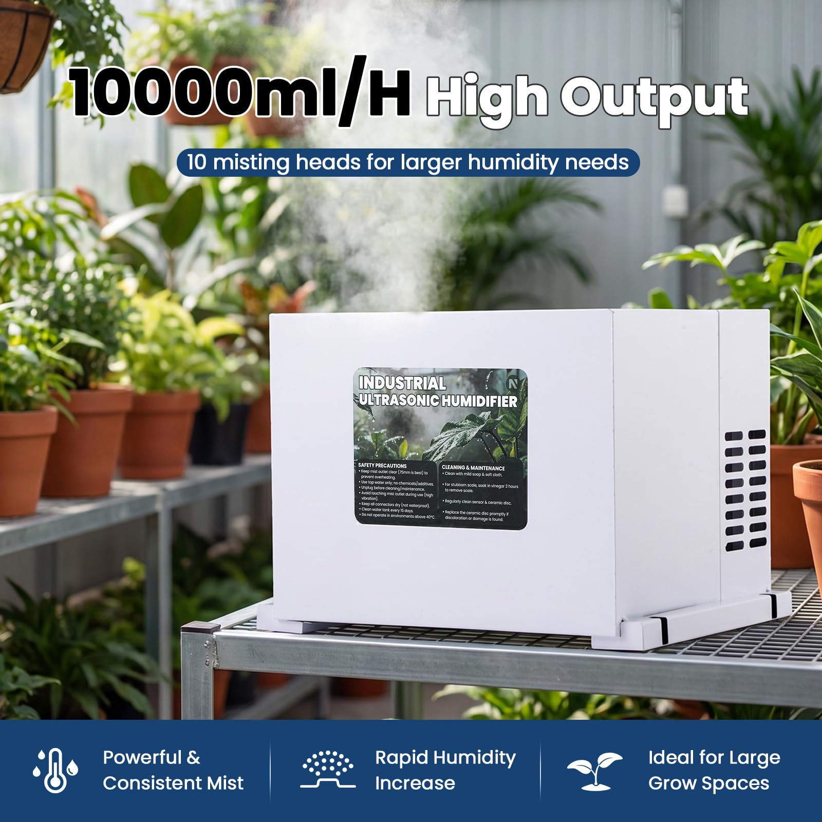 NEWTRY Humidificador Industrial 10L/h, DIY Integrado con Llenado Automático
