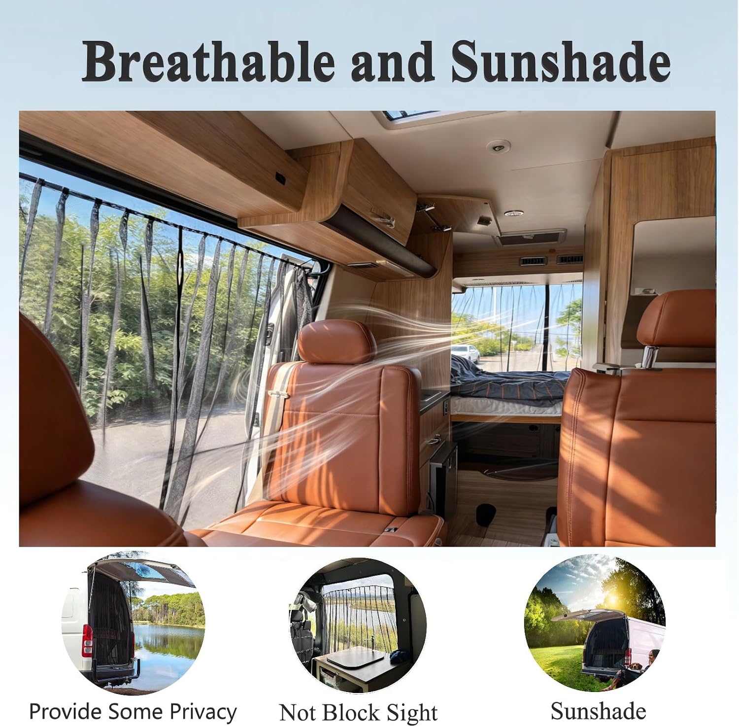 Magnetic Van Bug Screen for RAM Promaster &Transit Standard/High Roof, Sprinter Standard Roof, 71"H x 59"W RV Sliding Door Camping Flyscreen Mosquito Net Breathable Camper Mesh Privacy Screen Curtain