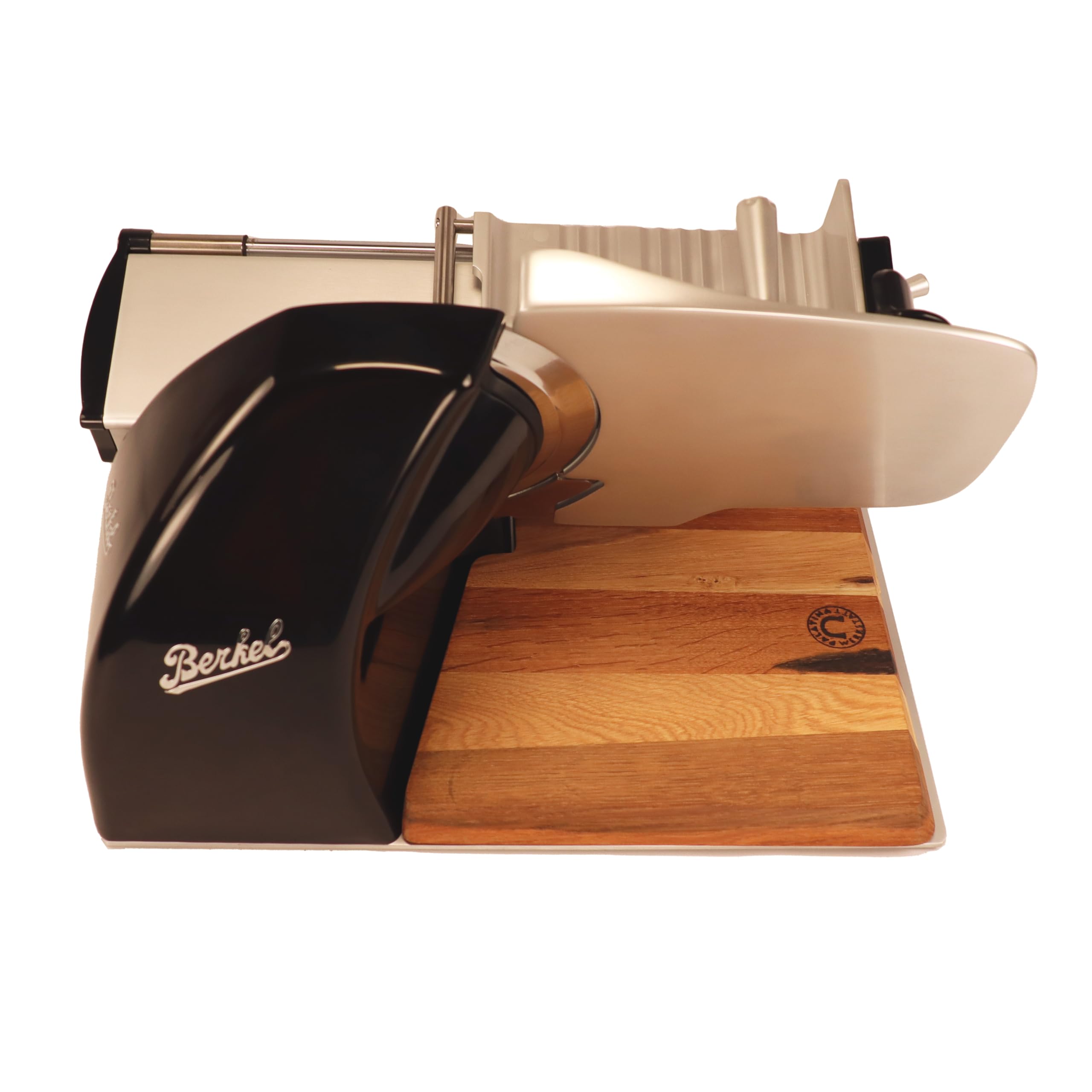Berkel Affettatrice Home Line 200 Plus in nero – affettatrice da cucina con tagliacoltelli e tagliere realizzato a mano, pezzo unico