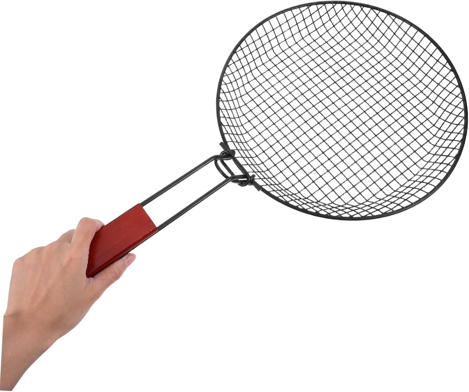 2pcs Stainless Steel Grill Basket with Handle Round Folding Bbq Frying Tray for Vegetables Fish and Meat for Outdoor Camping and Grilling