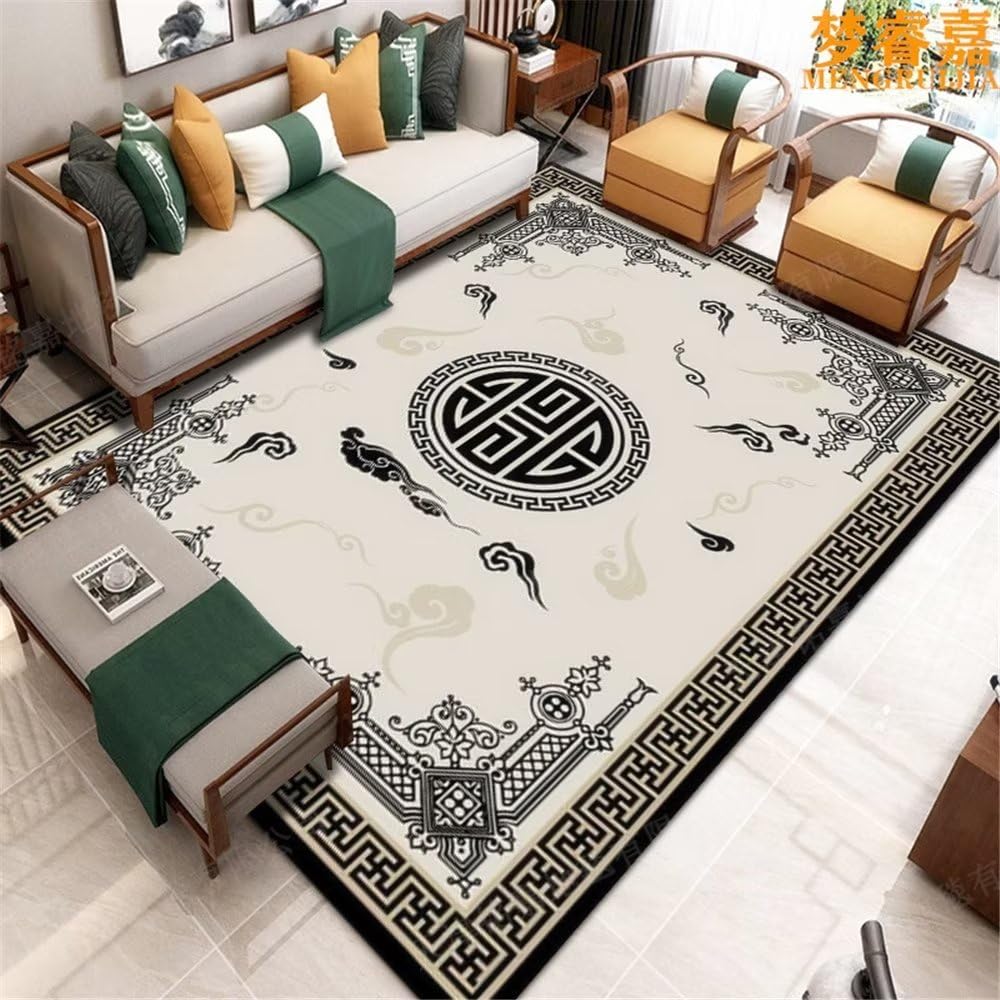 Tapis vintage oriental gris géométrique 100x160cm antidérapant maison